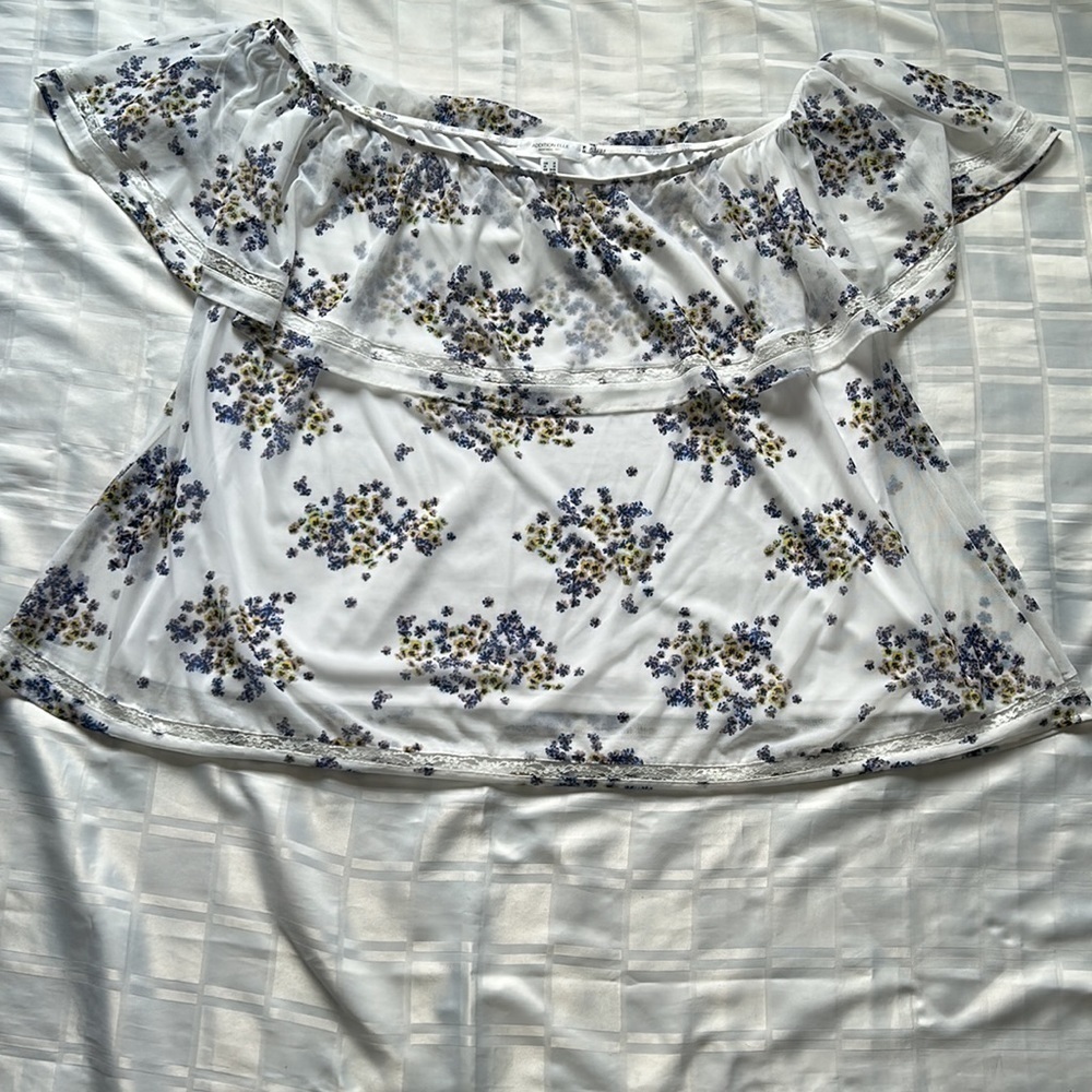 Addition Elle White Floral Off Shoulder Top